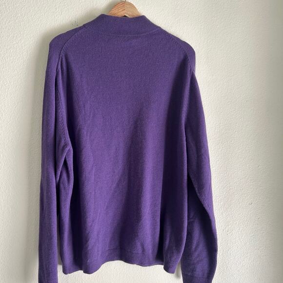 Neiman Marcus Sweater 100% Cashmere Women Purple SZL 1/4 Zip Comfortcore Comfy - Picture 5 of 9